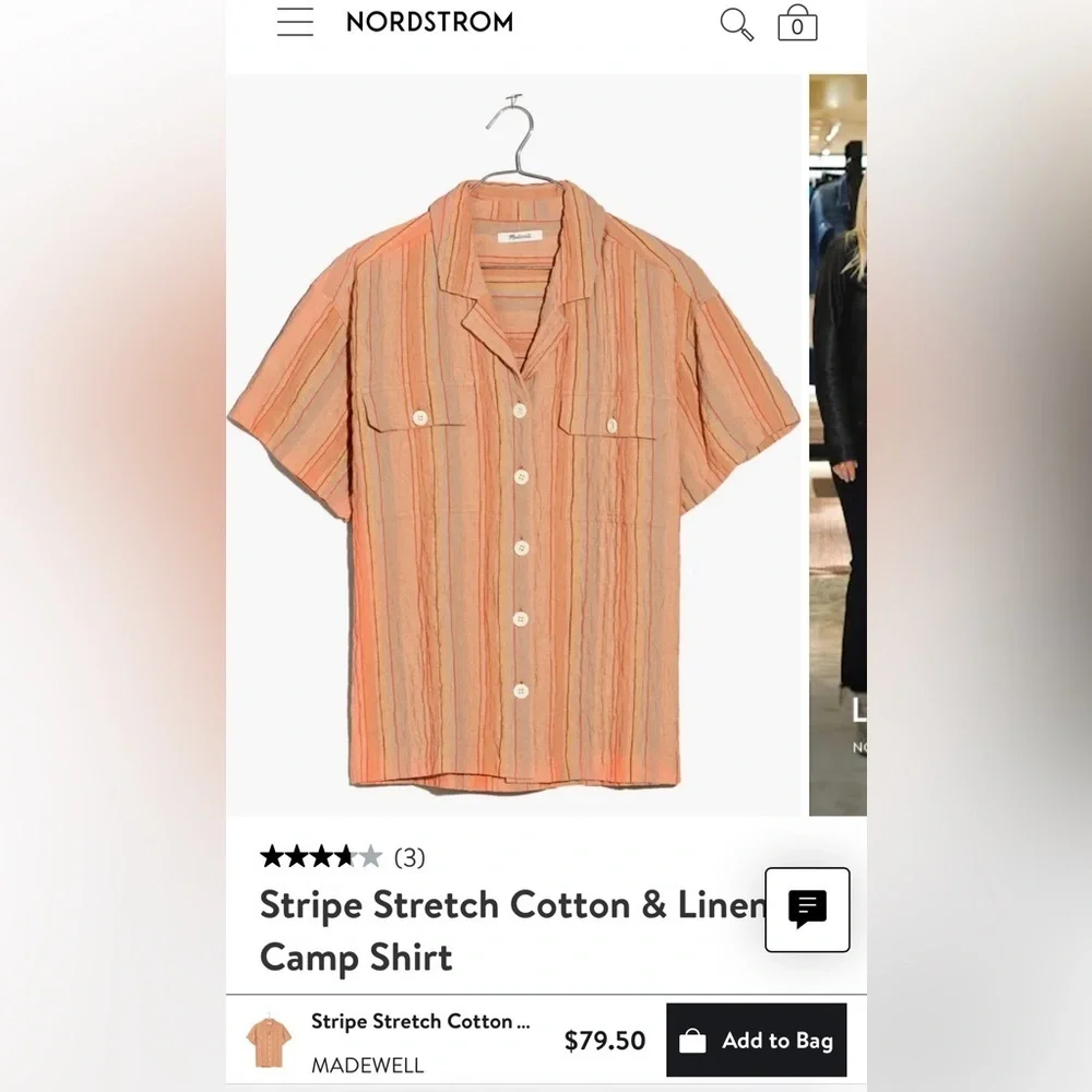 NEW MADEWELL - stripe stretch oversized button down - Picture 1 of 6